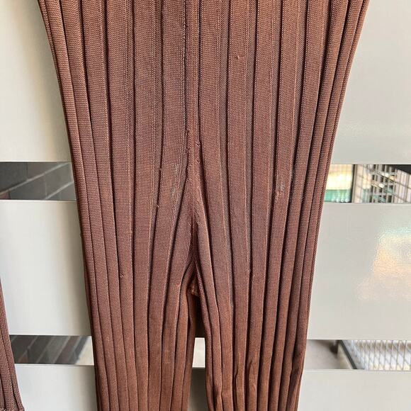 NWT SIR The Label Aya Ribbed Long Sleeve Tunic Top & Pants In Chocolate - Picture 7 of 11